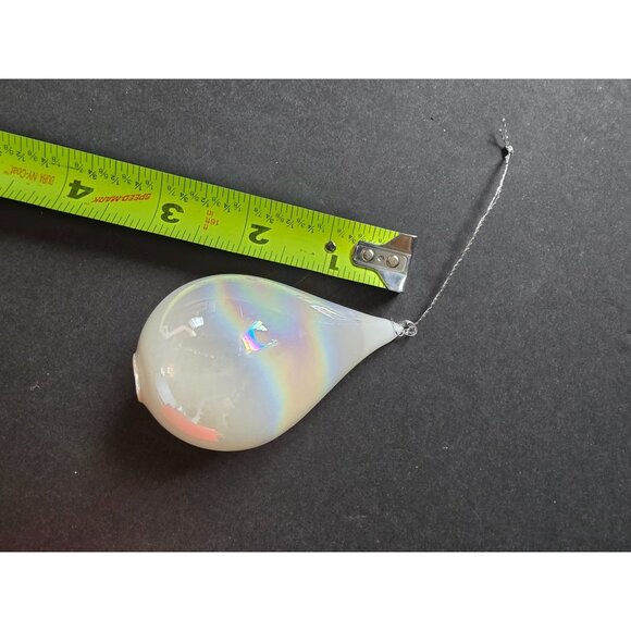 6 Vintage Iridescent Glass Teardrop & Round Christmas Ornaments With Silver Str - Picture 4 of 7